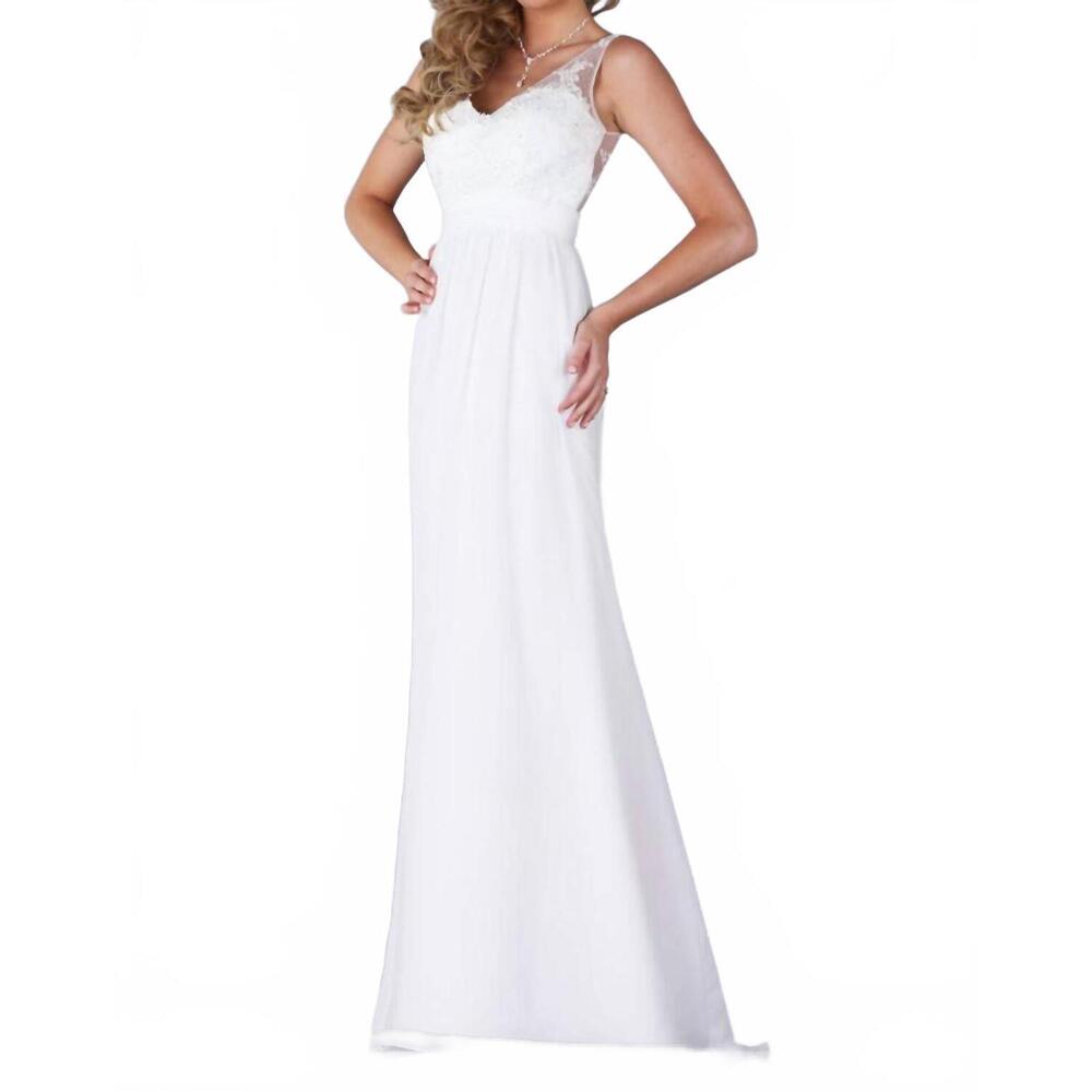 NEW KARISHMA CREATIONS a line lace chiffon gown in ivory